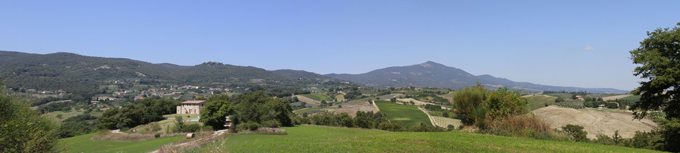 View of Palazzone from Amantino hamlet, with Fighine and Mount Amiata on its background